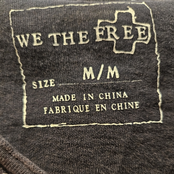 We The Free Long Sleeve Raglan Sleeve Crop Top Blue Black Womens Medium - Picture 4 of 12